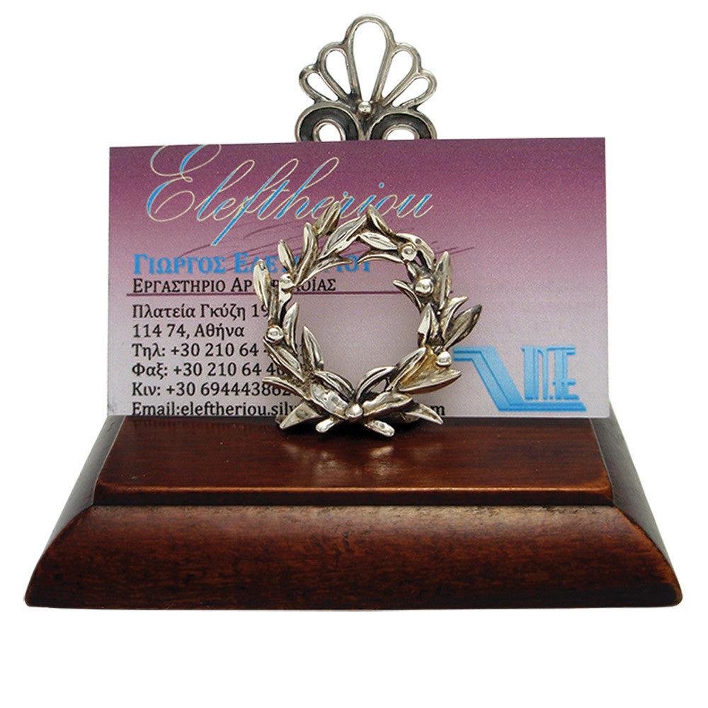 Kotinos Wreath Greek Desk business card holder display in sterling silver (A-25-4)