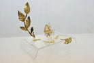 Miniature Home Charm on plexiglass, silver charm with bronze leaves, home decor, gift idea, charm favor (PX-02)