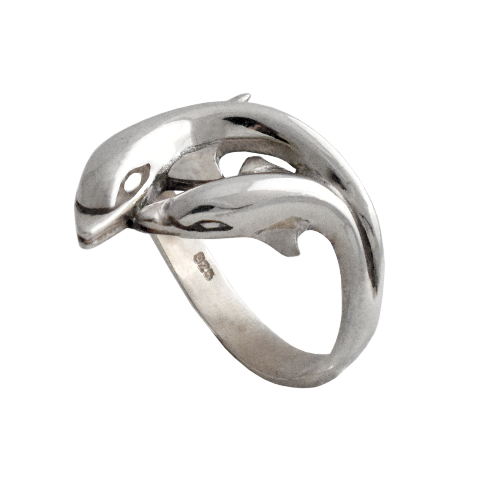 Minoan Dolphins Ring in Sterling Silver, womens jewelry (DT-80)