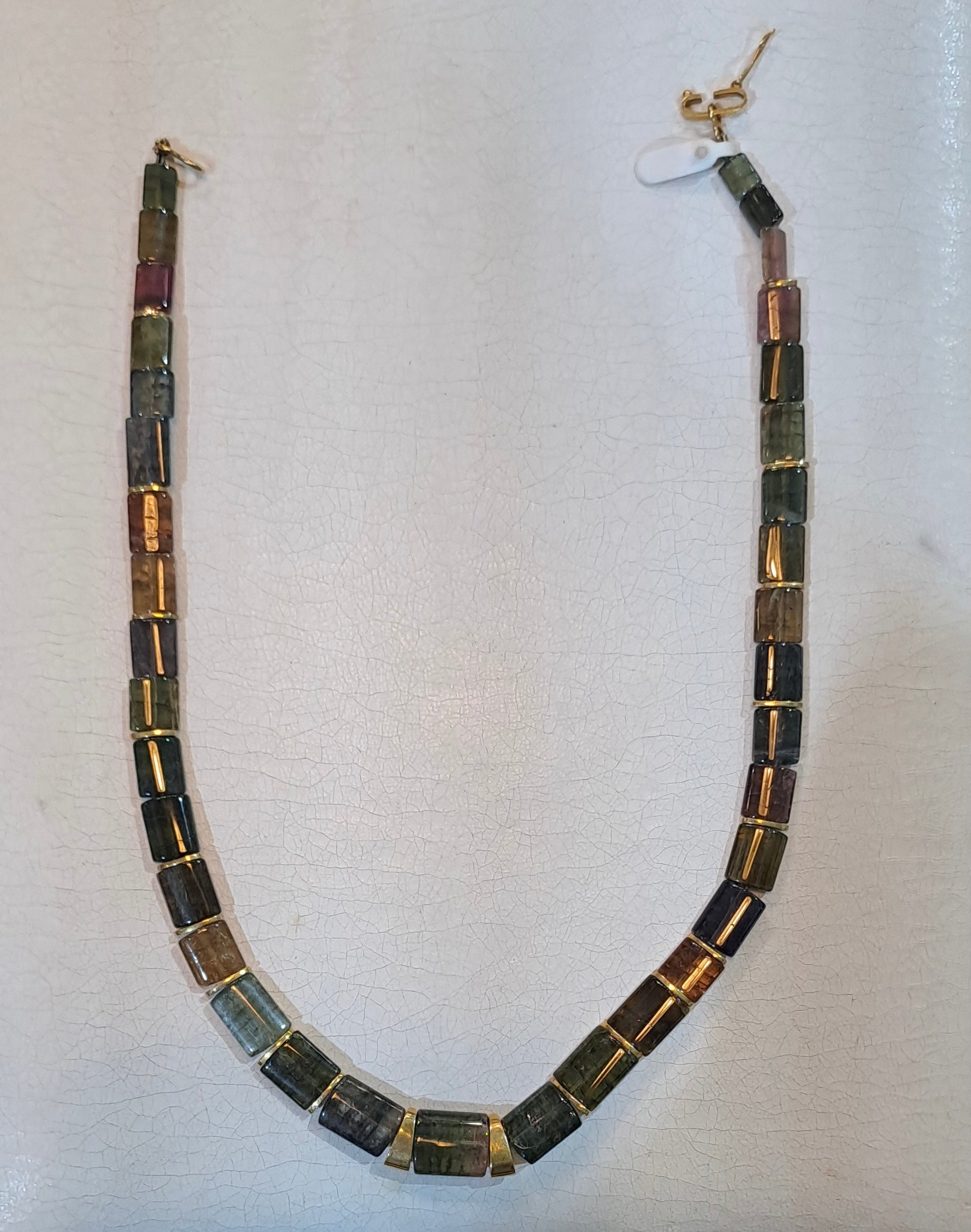 Necklace in 18k gold and multi color tourmalines