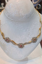 Necklace in 18k gold with pink tourmalines (9.20carats) and diamonds, one of a kind