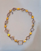 Necklace in Gold 18k & kunzite cabochon stones