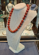 Necklace in Red Coral Gemstones and 18k gold elements