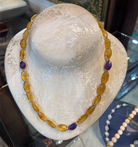 Necklace in gold 18k with citrine & amethyst