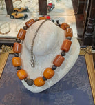 Necklace in sterling silver with authentic amber