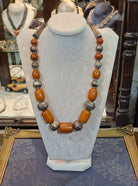 Necklace in sterling silver with old amber