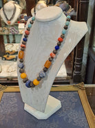 Necklace in sterling silver with various gemstones incl lapis lazulis, carnelian