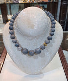 Necklace with Blue Topaz (Acozi) stones and gold 18k elements