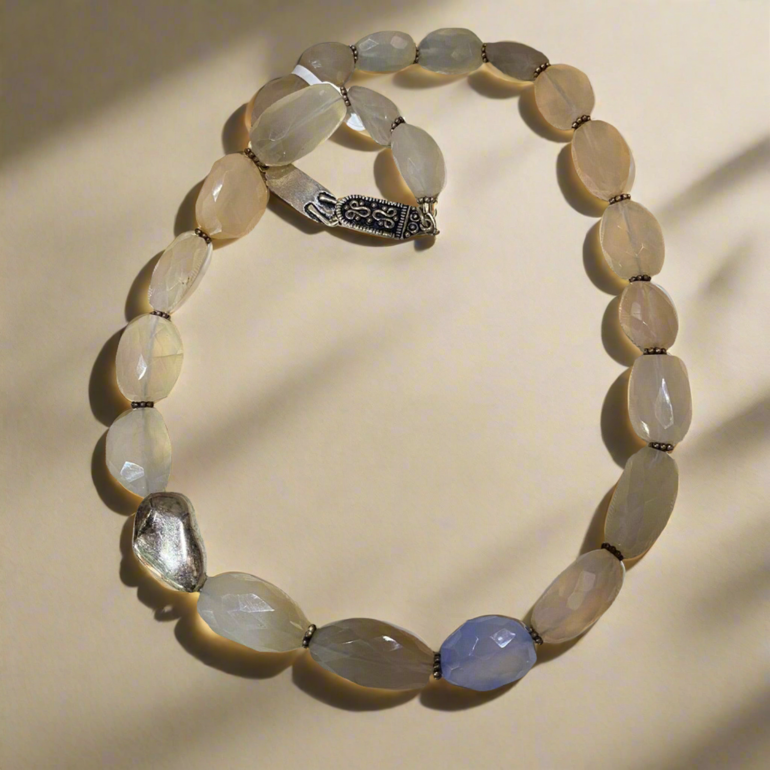 Necklace with Chalcedony stones and sterling silver elements