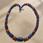 Necklace with Lapis Lazuli & Red Coral and sterling silver elements