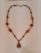 Necklace with Old Carnelian, Benzahir and gold 18k elements