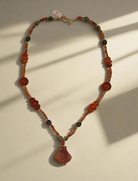 Necklace with Old Carnelian, Benzahir and gold 18k elements