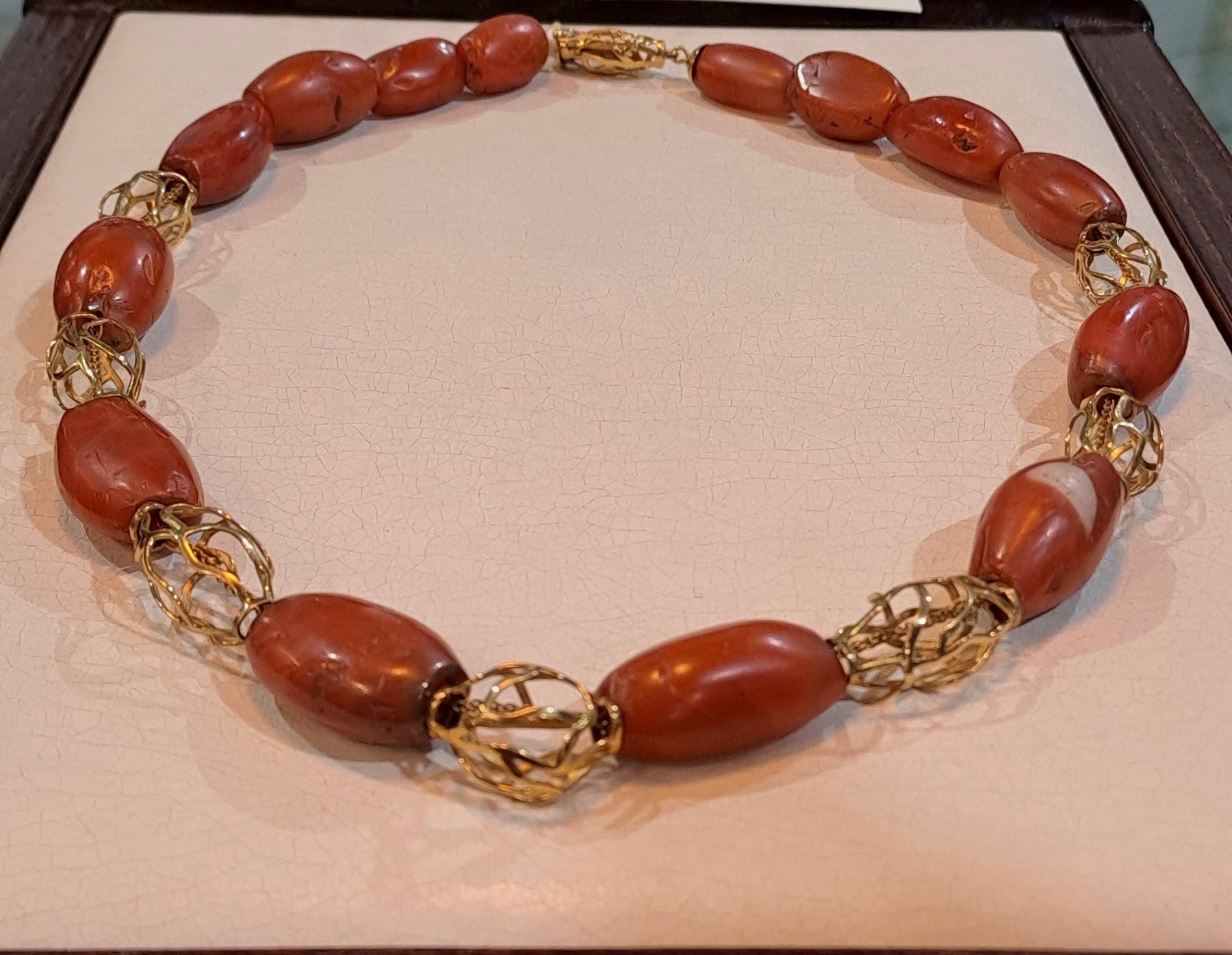 Necklace with old Carnelian and gold 18k elements