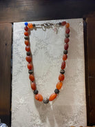 Necklace with old Carnelian stones & sterling silver elements