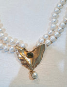 Necklace with two rows pearls and 18k gold elements