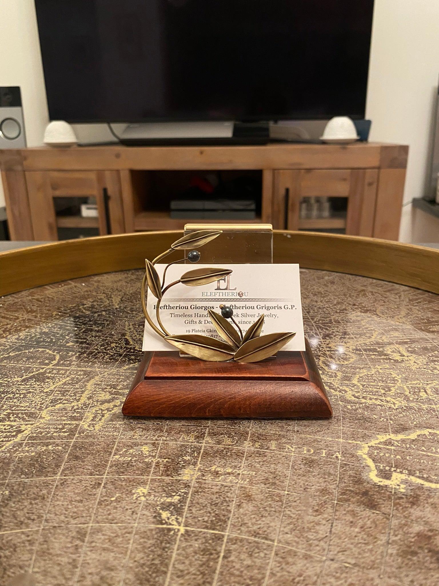 Olive leaf, sterling silver card holder