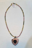 Pendant in 18k gold and multi color tourmalines