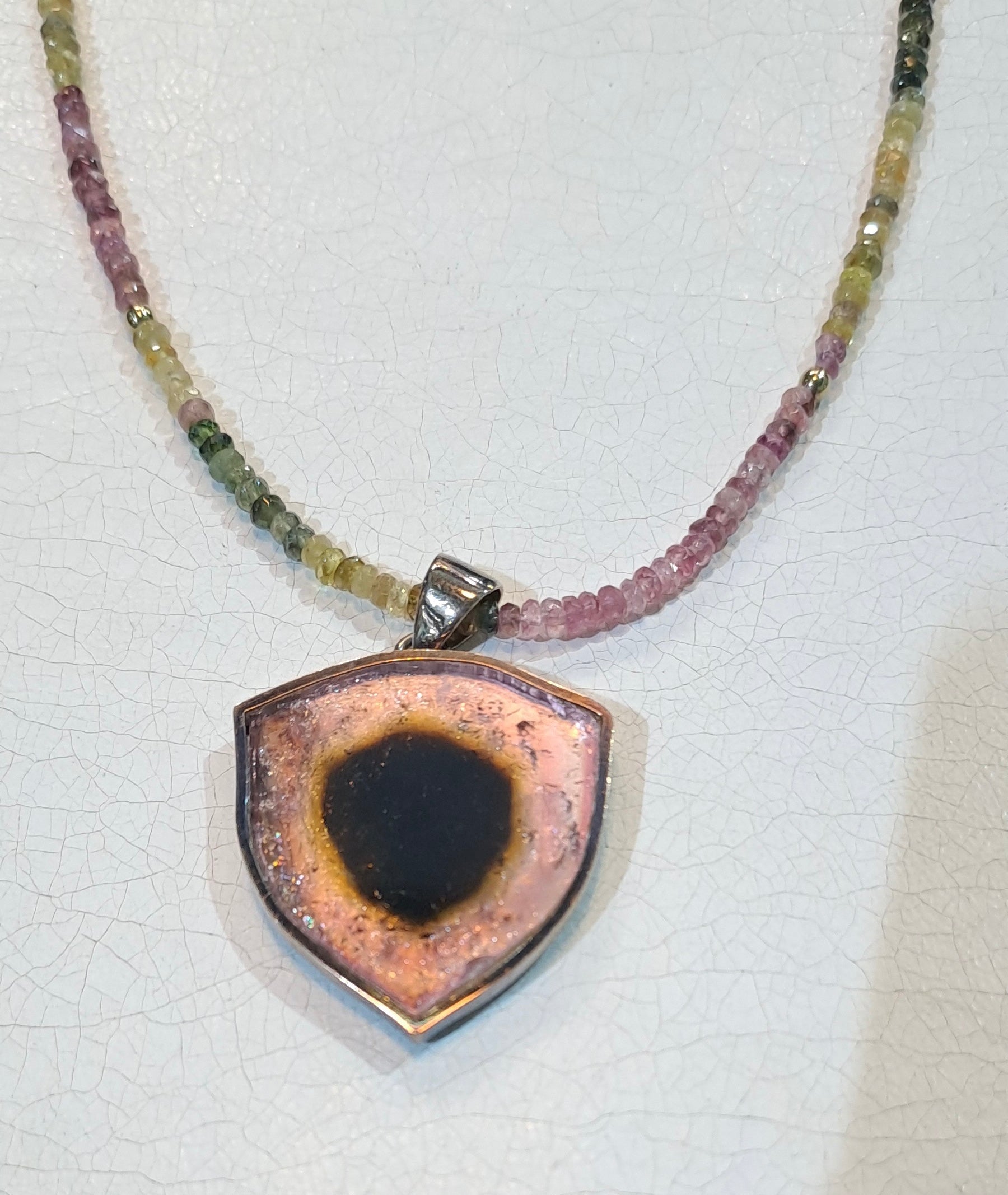 Pendant in 18k gold and multi color tourmalines