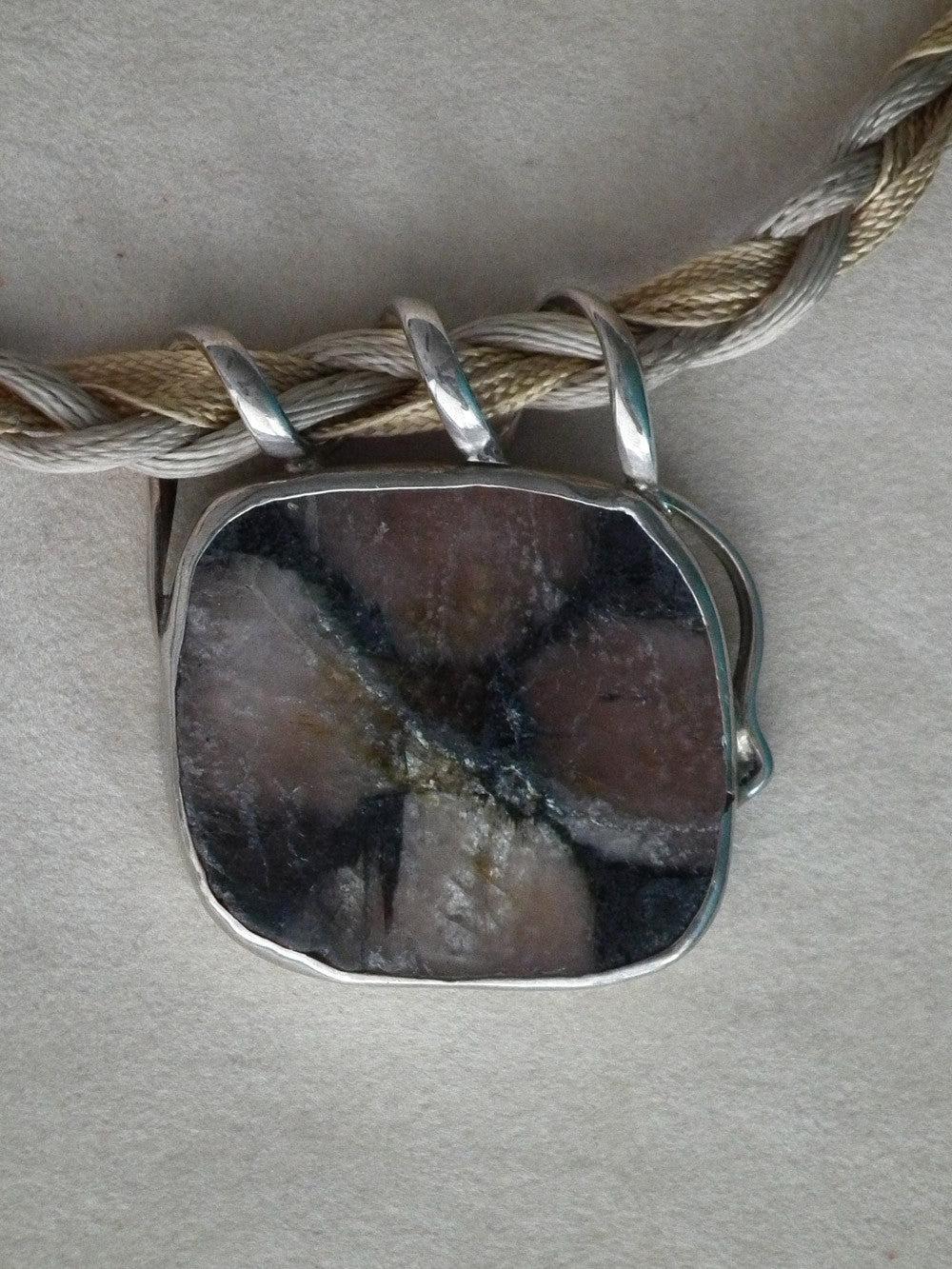 Pendant in Sterling silver with Chiastolitic Stone