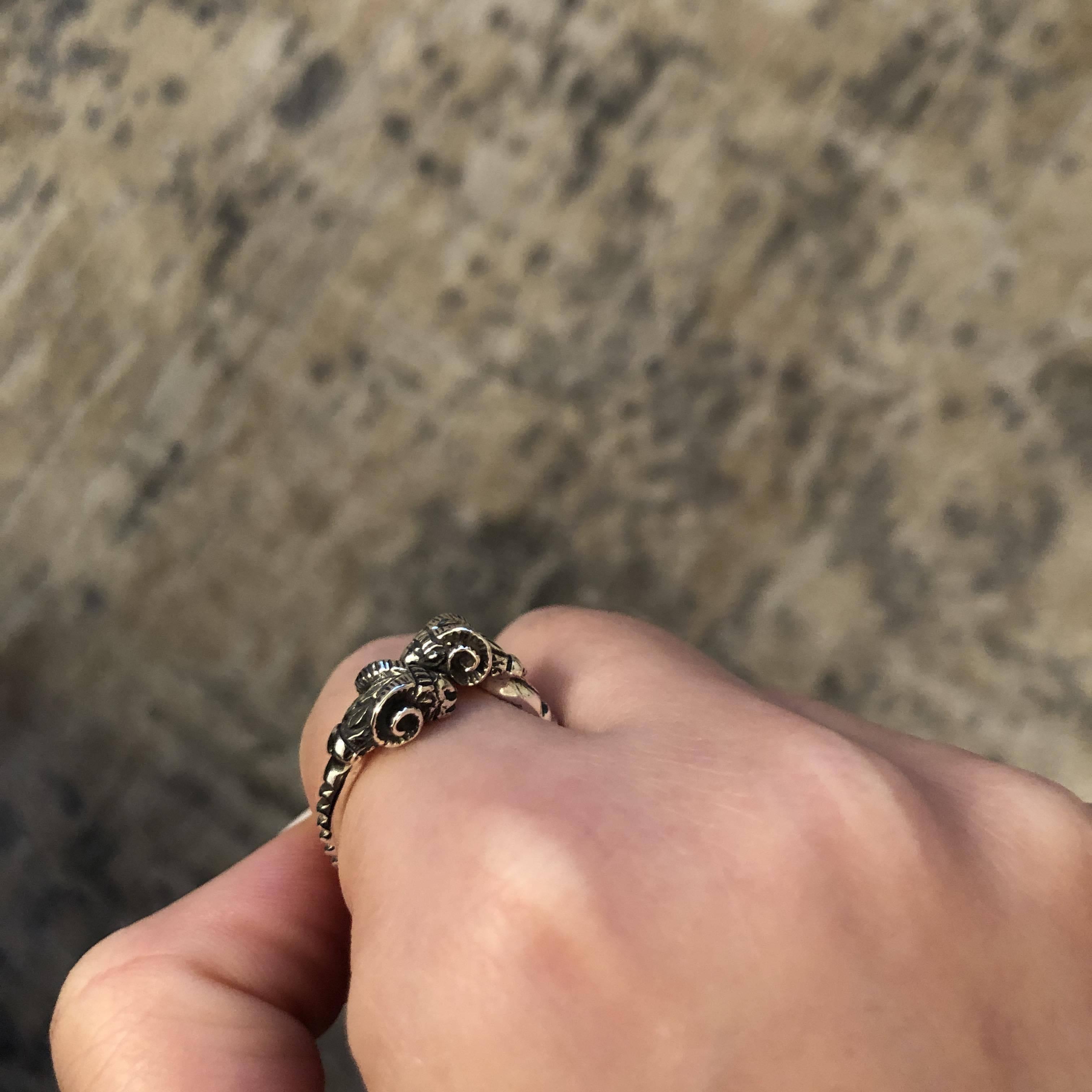 Ram Ring, Ram Head Ring in solid sterling silver (DT-90)