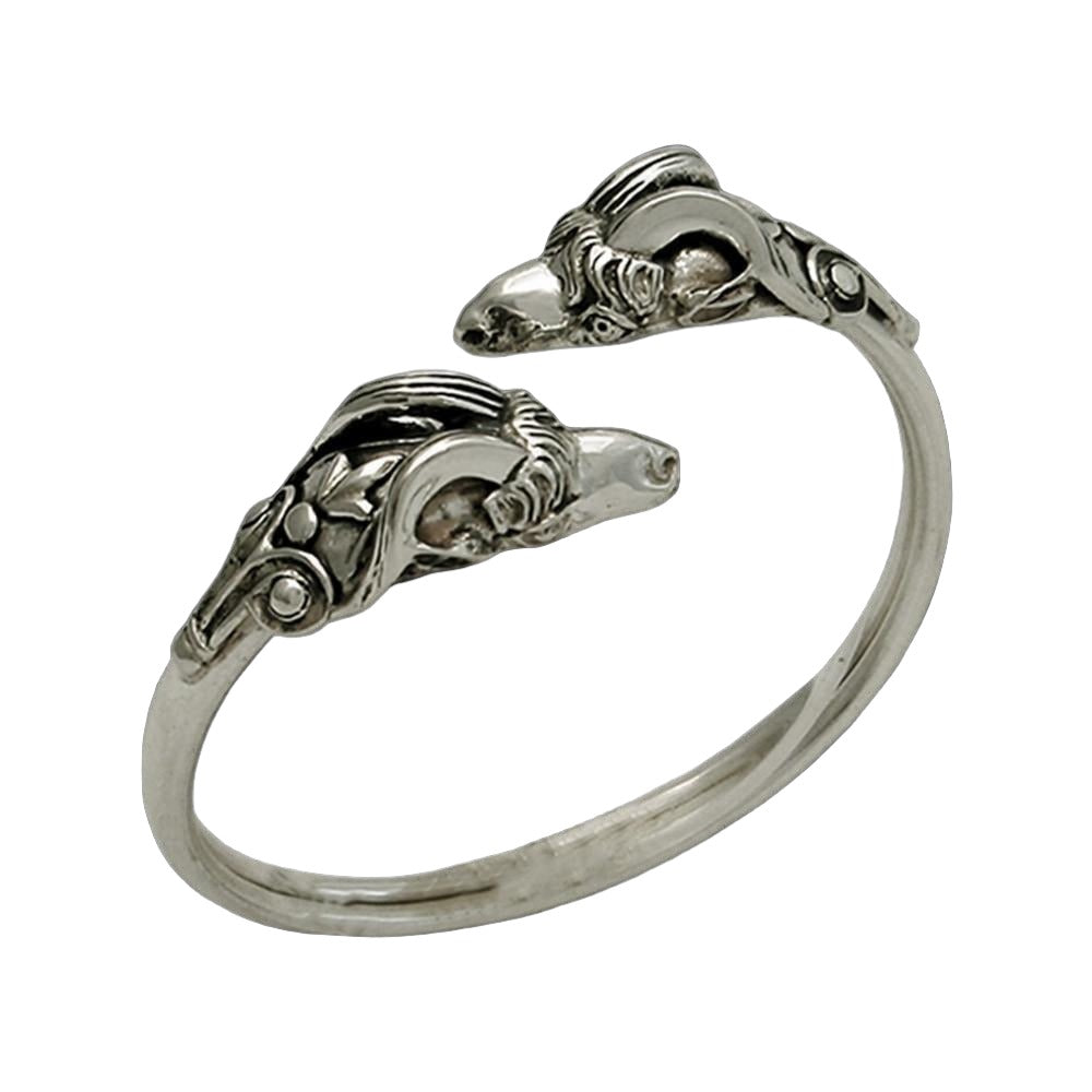 Rams head 925 silver bangle, solid silver, handmade bangle