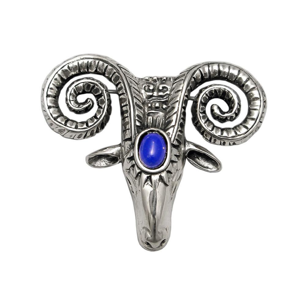 Rams head 925 silver brooch, solid silver, handmade brooch