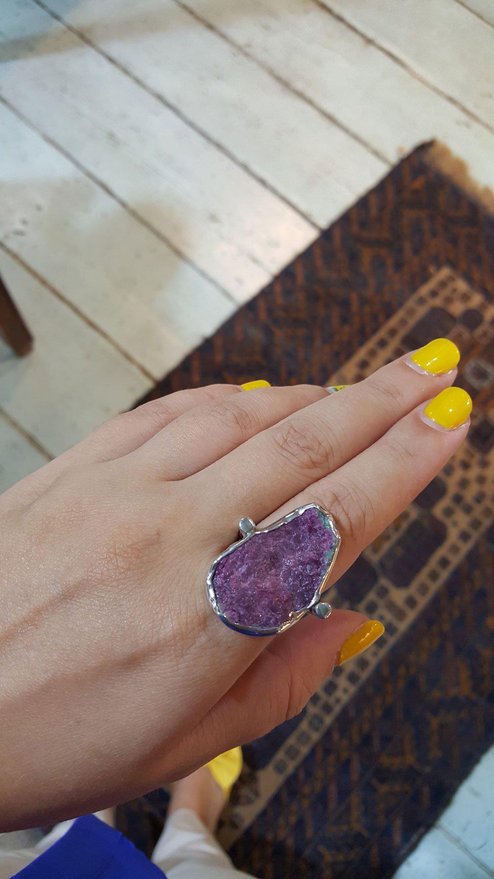 Raw purple Diopside (Violane) Ring, Vintage Ring, Vintage Jewelry, Handmade Ring, Greek Jewelry, Genuine Raw Diopside (B-99)