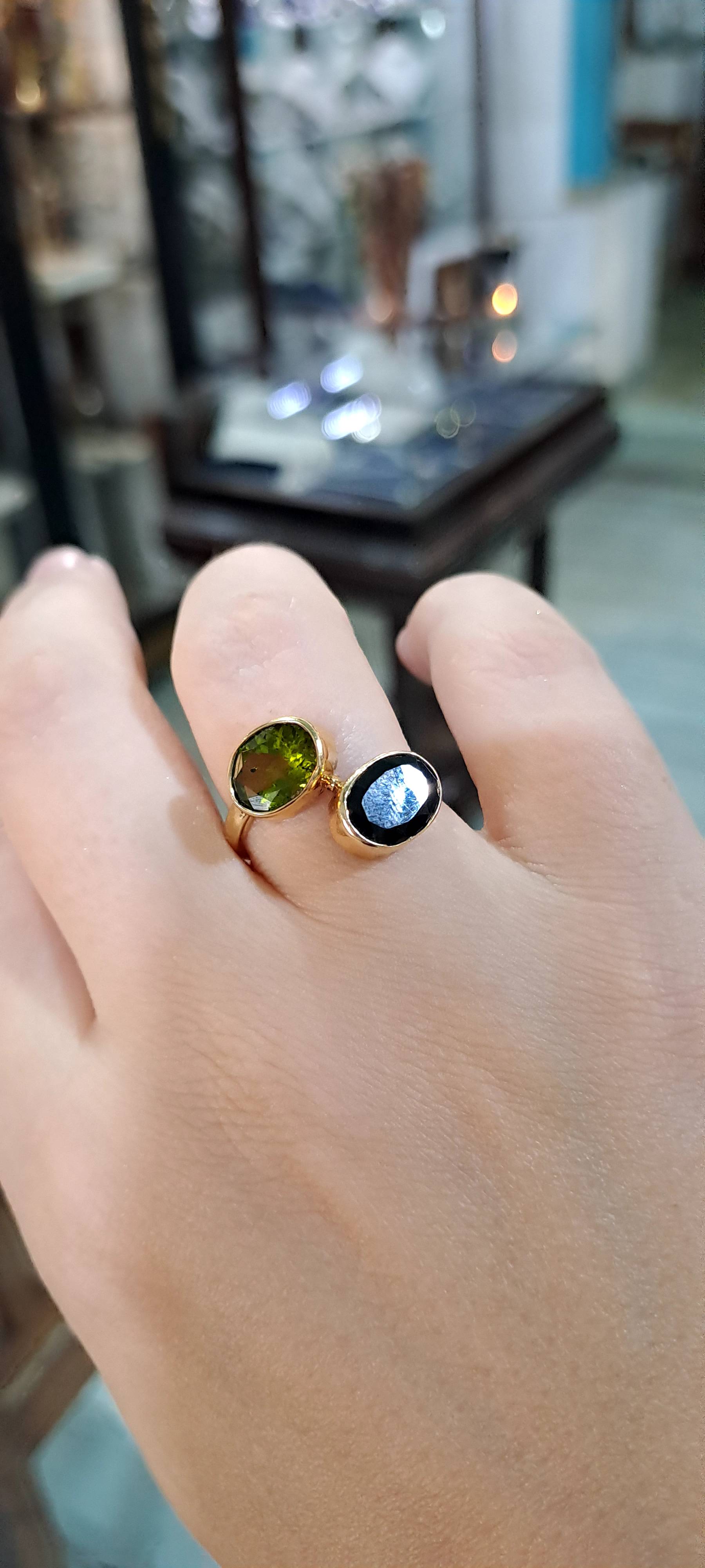 Ring in 14k gold with tourmalines