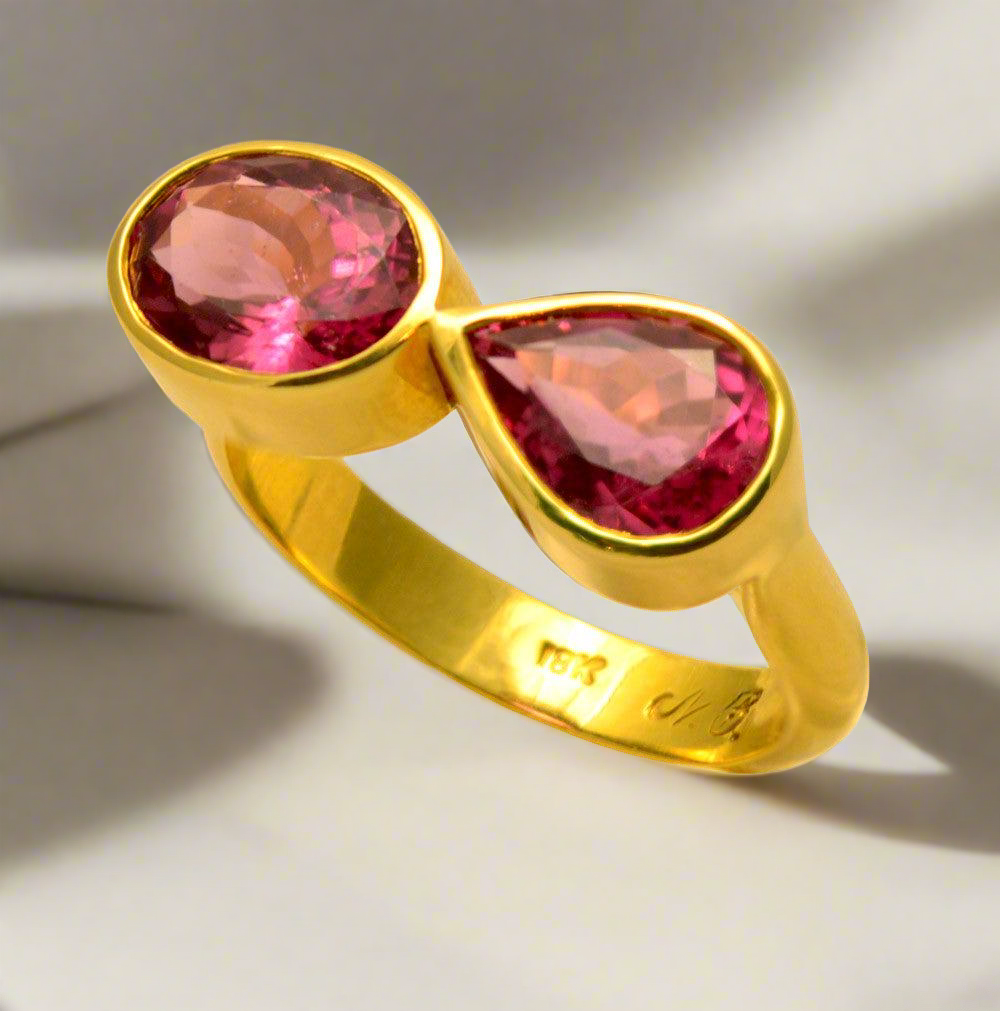 Ring in 18k Gold with Pink Tourmalines stones 3.55 c. (B-68)