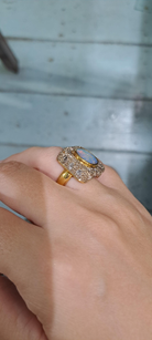 Ring in 18k Gold with an Australian bulder opal and diamonds chips (B-15)