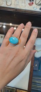 Ring in 18k Gold with an oval Arizona turquoise, Fine Ring, Handmade Ring, Greek Jewelry