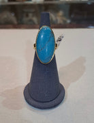 Ring in 18k Gold with an oval Arizona turquoise, Fine Ring, Handmade Ring, Greek Jewelry