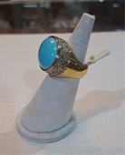 Ring in 18k Gold with an oval Arizona turquoise, Fine Ring, Handmade Ring, Greek Jewelry