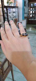 Ring in 18k with Gemini Black Tahitian Pearls