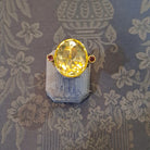 Ring in 18k with Lemon Topaz and Rubies, perforated gold, one of a kind ring