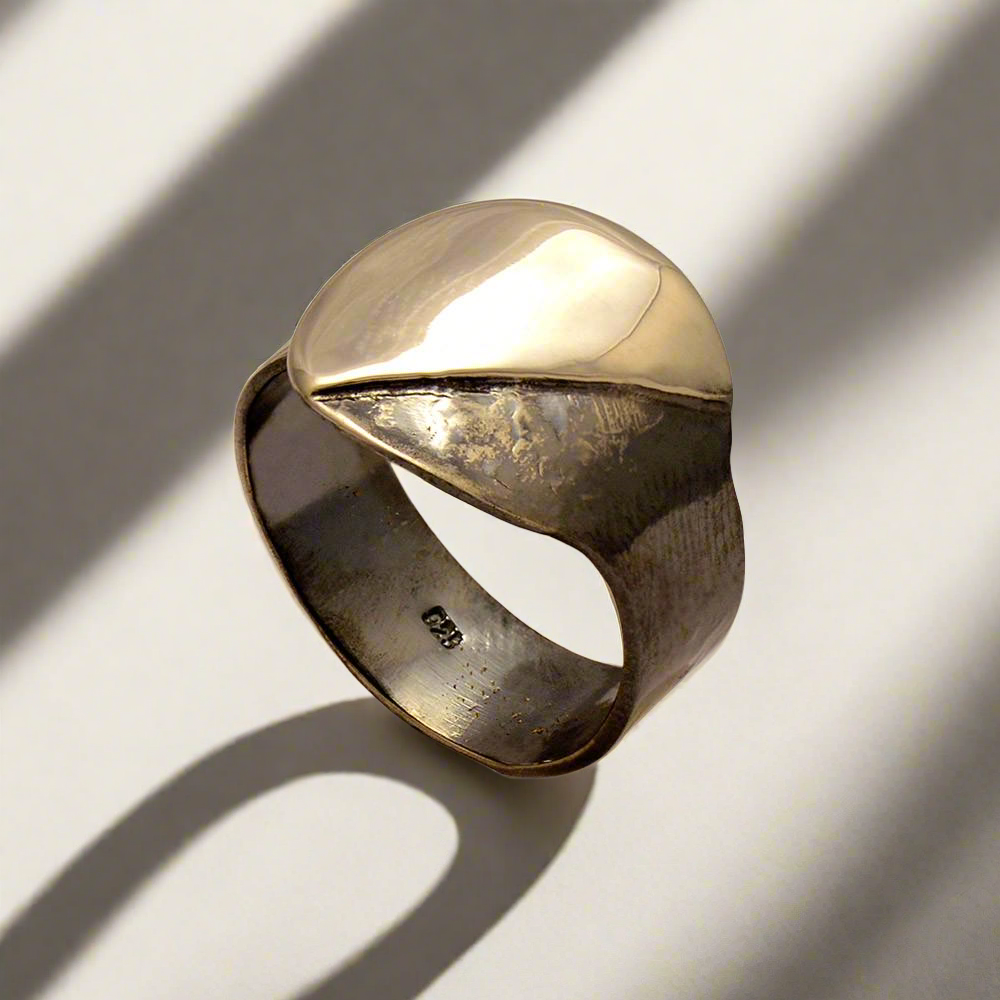 Ring in Sterling Silver with Decorative Black Patina (Oxidation) (DM-44)