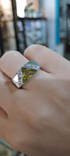 Ring in White Gold 18k.with Citrine and Brilliants 0.28c (B-75)