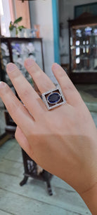 Ring in white gold 18K. with Iolite 9 c. and Brilliants 1.25c.(B-74)