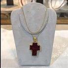 Ruby crystal cross 18k Gold with a 14k gold chain, one of a kind, Fine Cross Pendant, Handmade pendant, Greek Jewelry