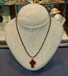 Ruby crystal cross 18k Gold with a 14k gold chain, one of a kind, Fine Cross Pendant, Handmade pendant, Greek Jewelry