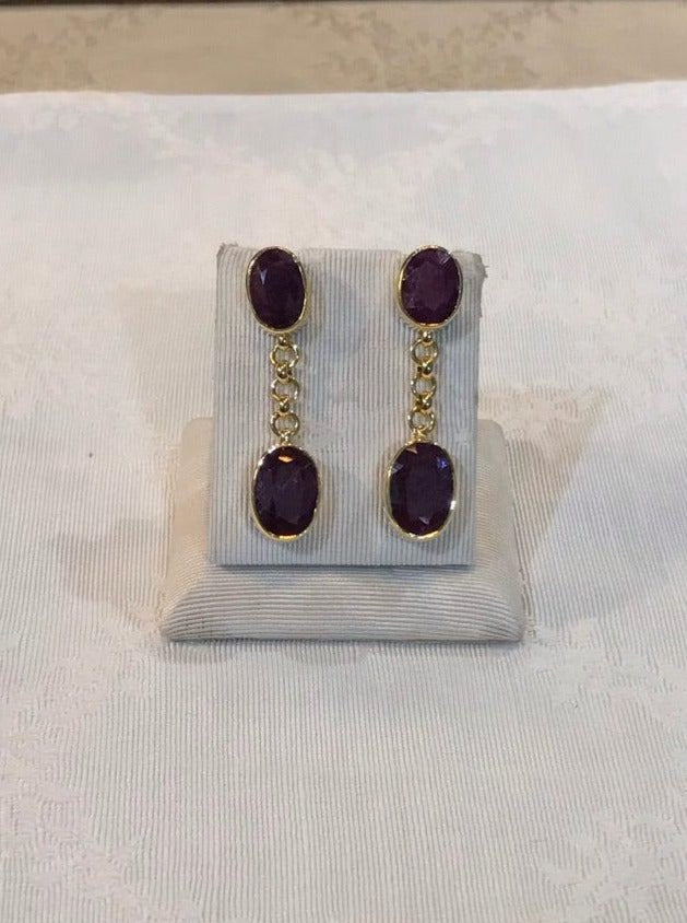 Ruby oval cabochon stones and 18k gold earrings, one of a kind, Fine earrings, Handmade earrings, Greek Jewelry