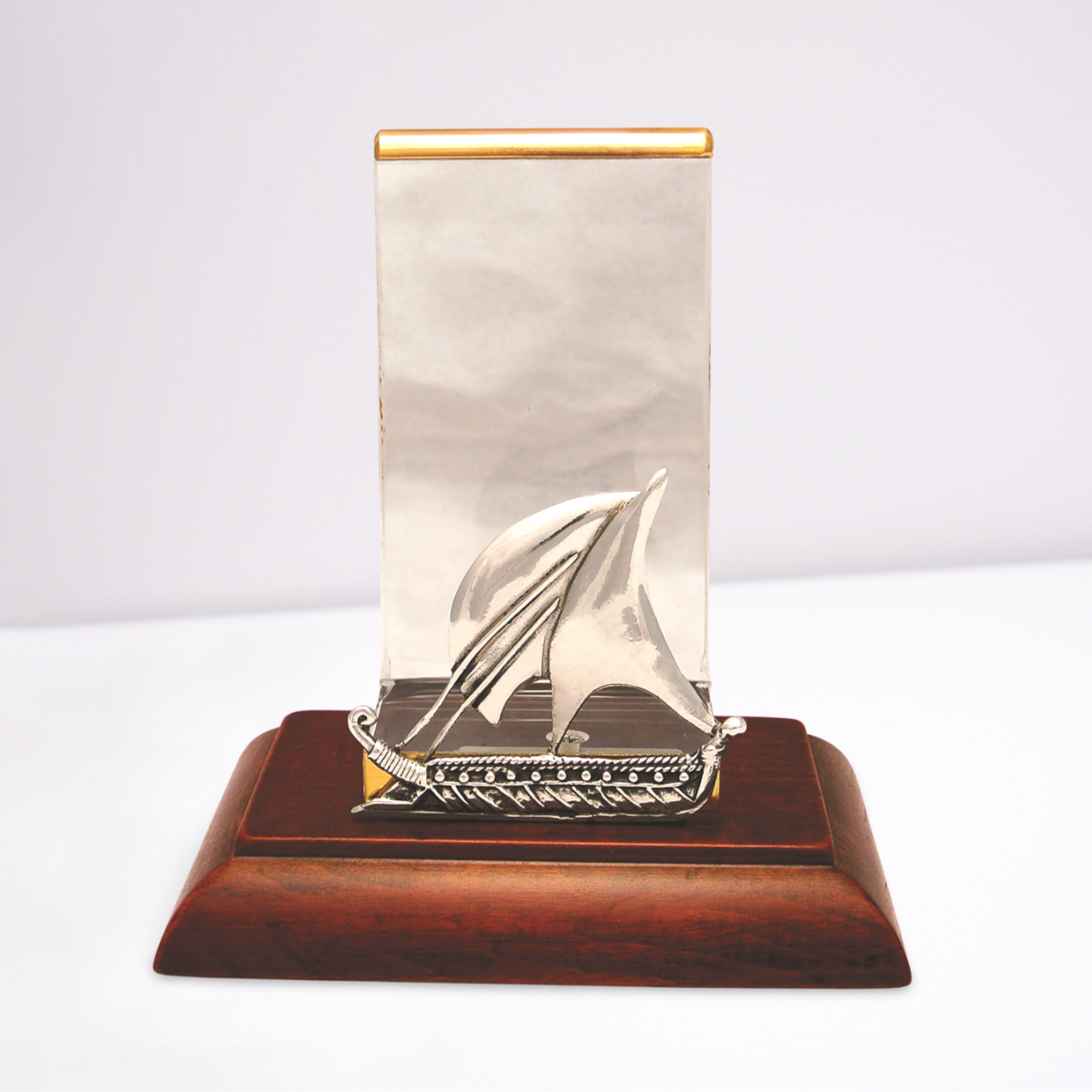 Sailboat Desk business card holder display in sterling silver (A-25-10)