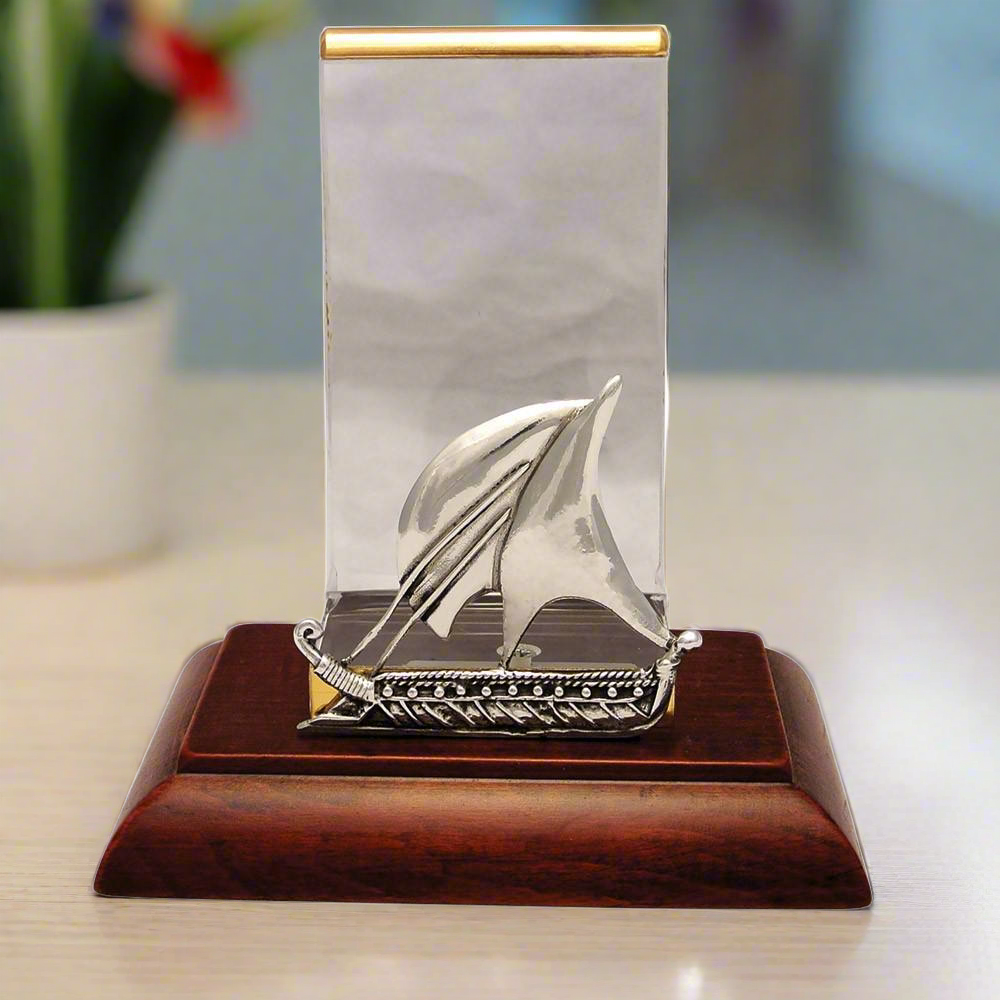 Sailboat Desk business card holder display in sterling silver (A-25-10)