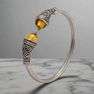 Spiral Cuff Bracelet in sterling silver with glass gold foil stone (B-115)