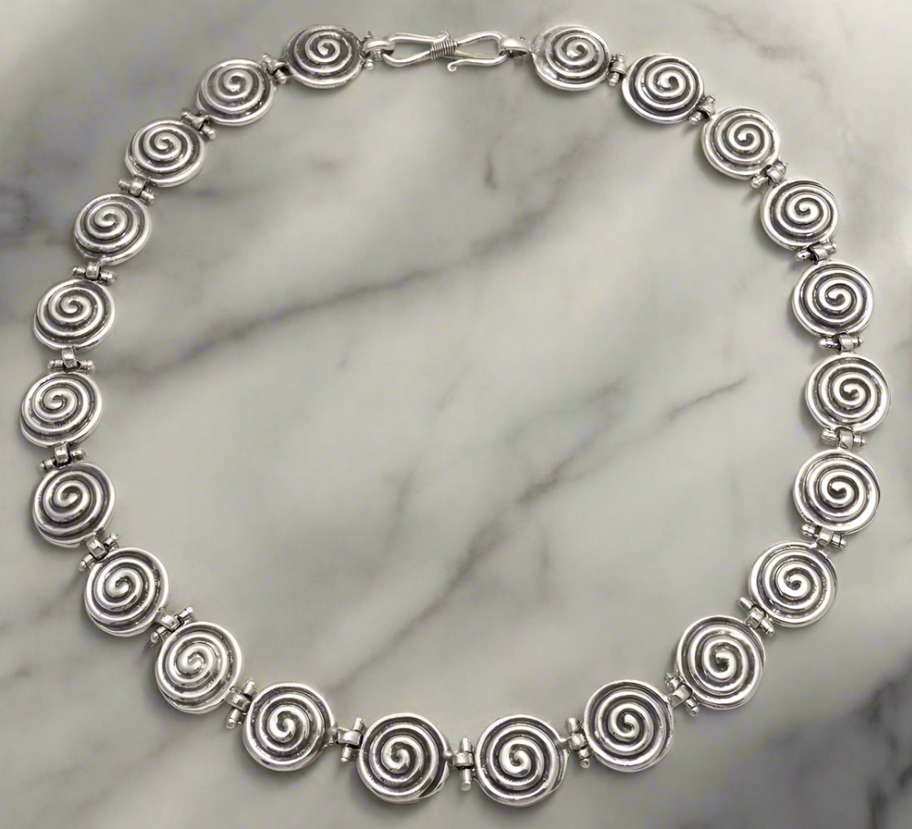 Spiral Necklace, sterling silver necklace, Greek necklace (PE-04)