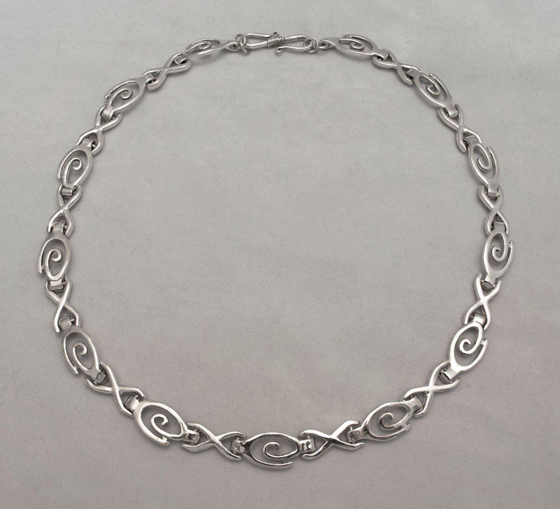 Spiral Necklace, sterling silver necklace, Greek necklace (PE-07)