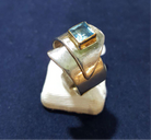 Sterling Silver Ring and Blue Topaz in 18 k. gold, Handmade Ring, Greek Jewelry, modern Ring, Handmade Ring, Greek Jewelry