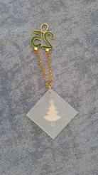 Sterling silver charm on Plexiglas - Christmas Tree charm - ELEFTHERIOU EL