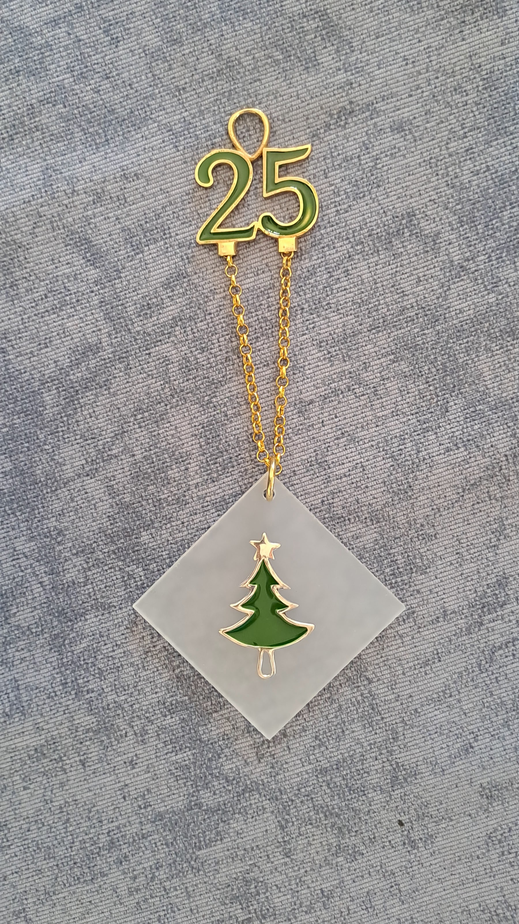 Sterling silver charm on Plexiglas - Christmas Tree charm - ELEFTHERIOU EL