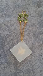 Sterling silver charm on Plexiglas - Pigeon Charm